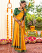 Yellow Printed Silk Saree