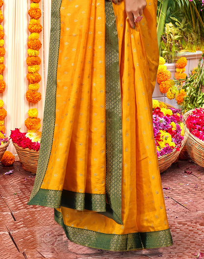 Yellow Printed Silk Saree