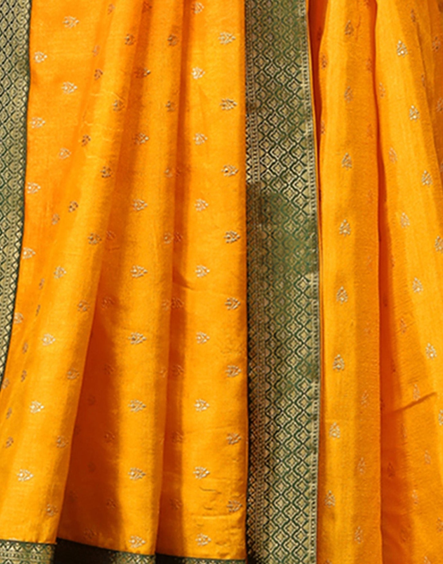 Yellow Printed Silk Saree