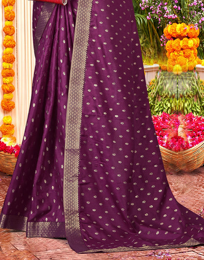 Wine Printed Silk Saree