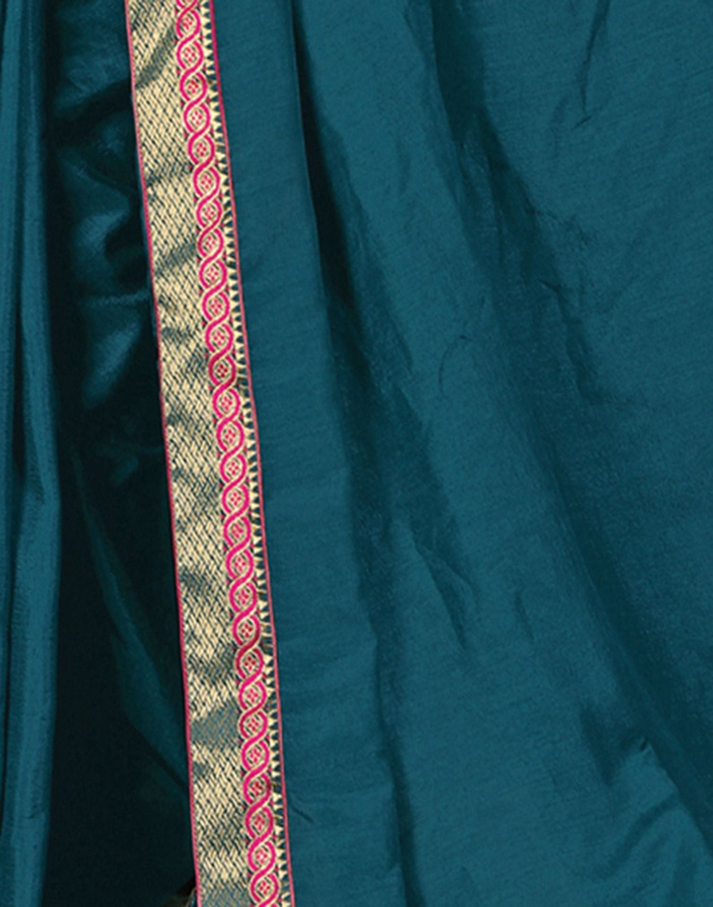 Dark Teal Blue Plain Silk Saree