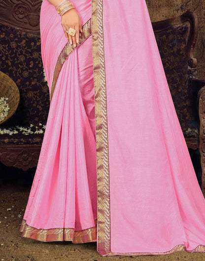 Light Pink Plain Silk Saree