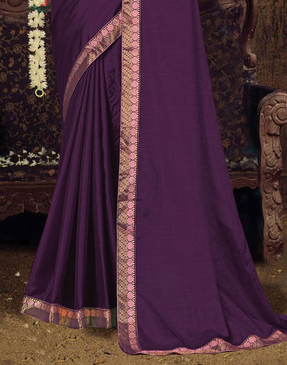 Wine Plain Silk Saree