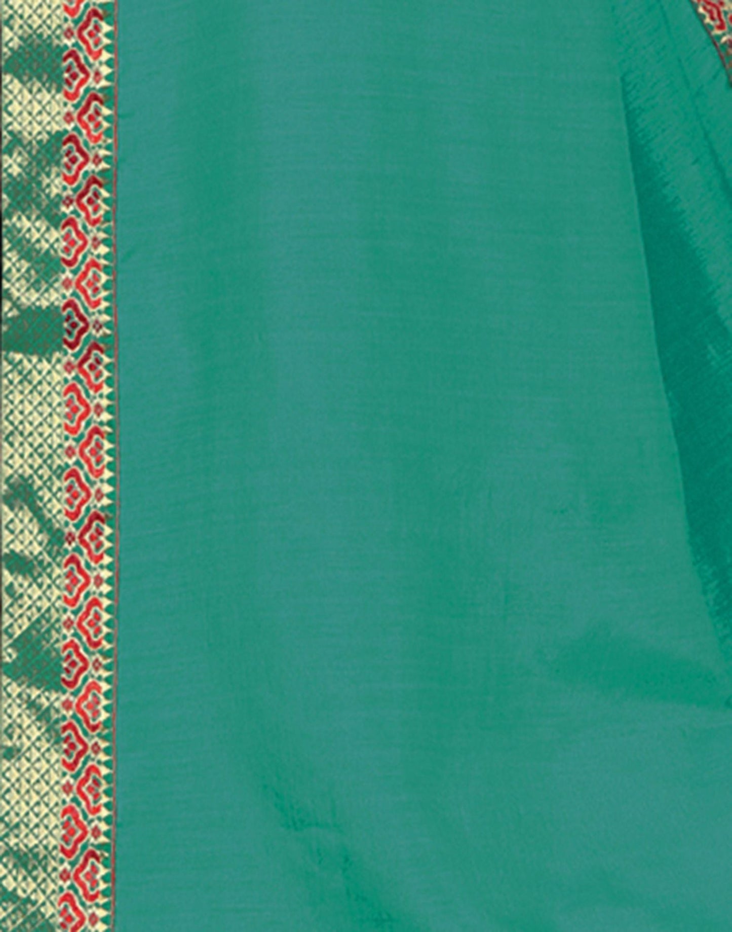 Turquoise Plain Silk Saree