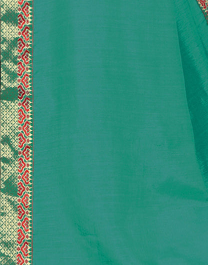 Turquoise Plain Silk Saree