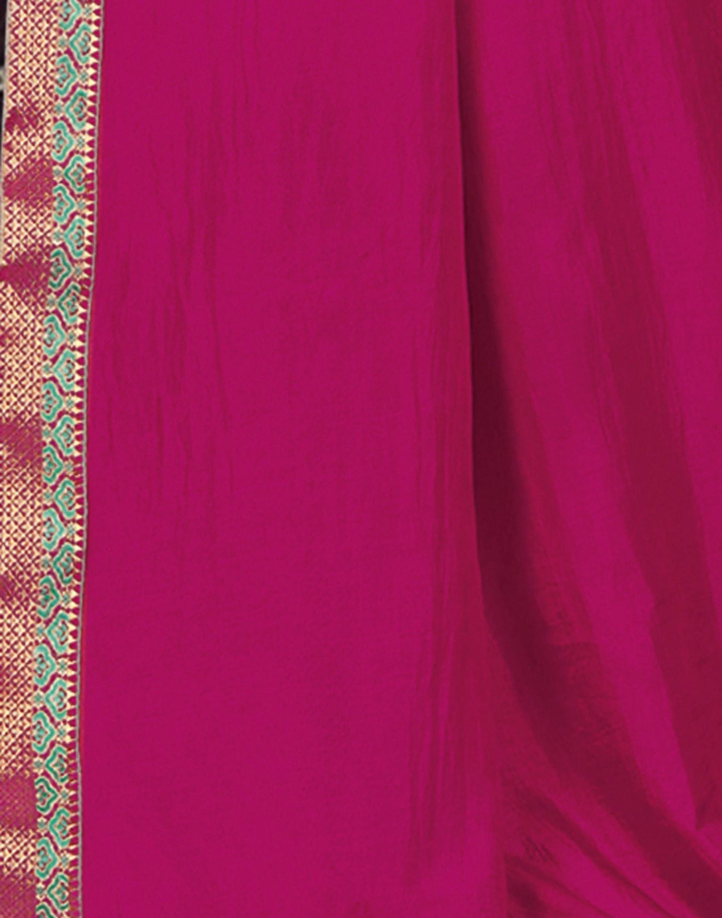 Rani Pink Plain Silk Saree