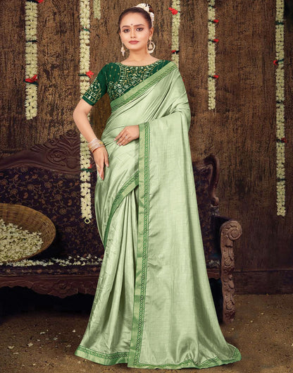 Light Green Plain Silk Saree