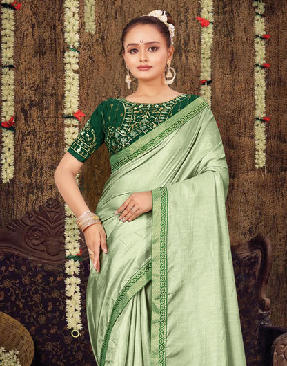Light Green Plain Silk Saree