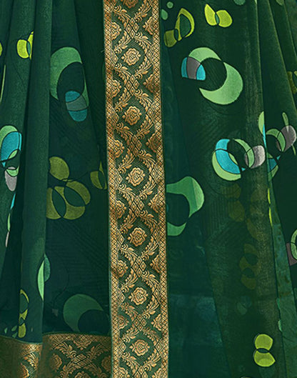 Green Printed Georgette Saree