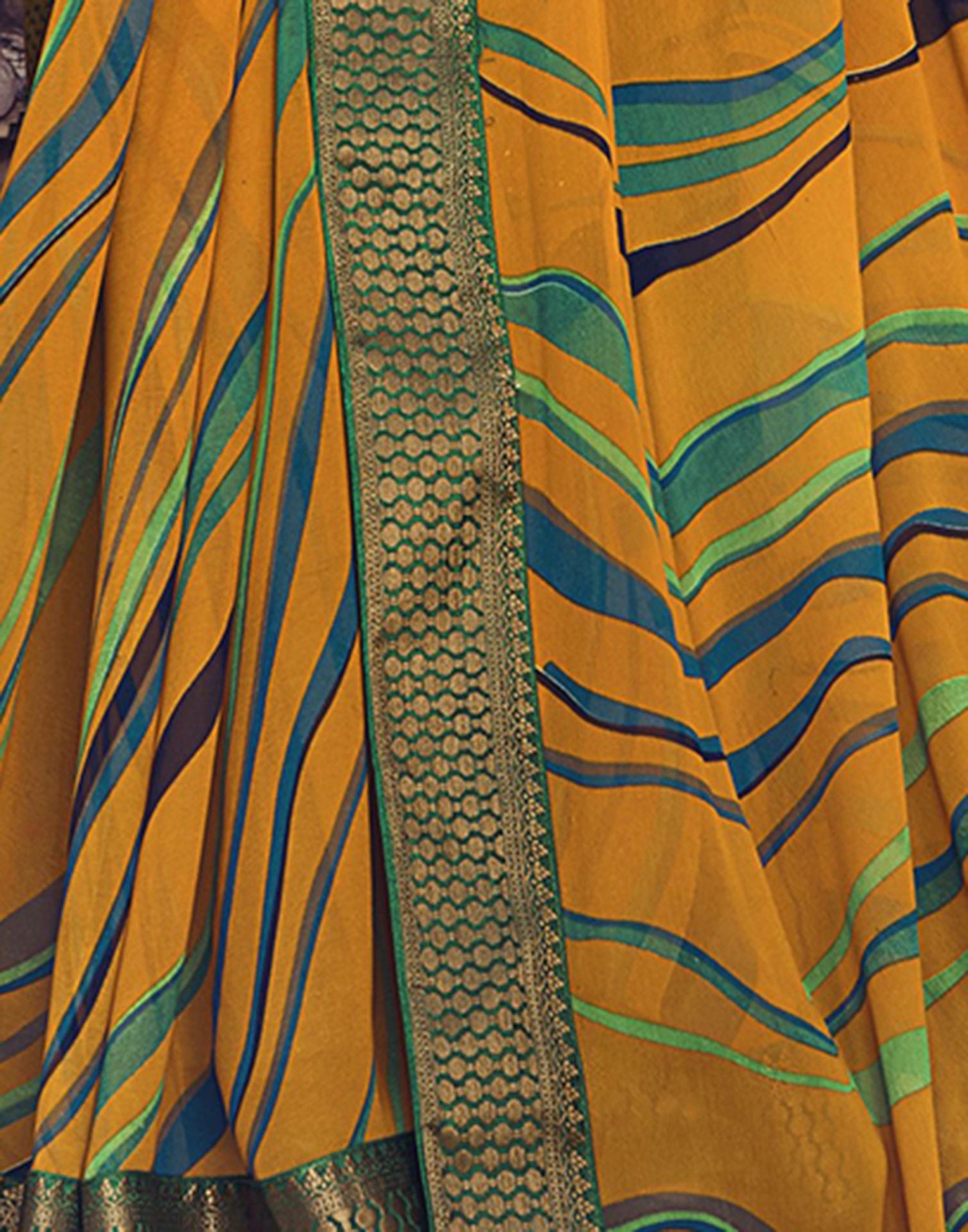 Turmeric Yellow Printed Georgette Saree