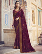 Purple Printed Georgette Saree