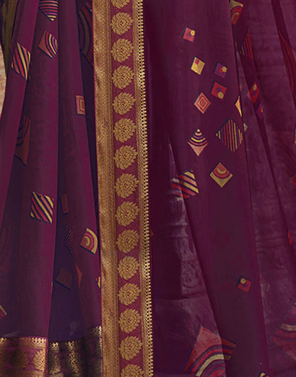 Purple Printed Georgette Saree
