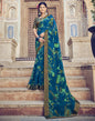 Blue Printed Georgette Saree