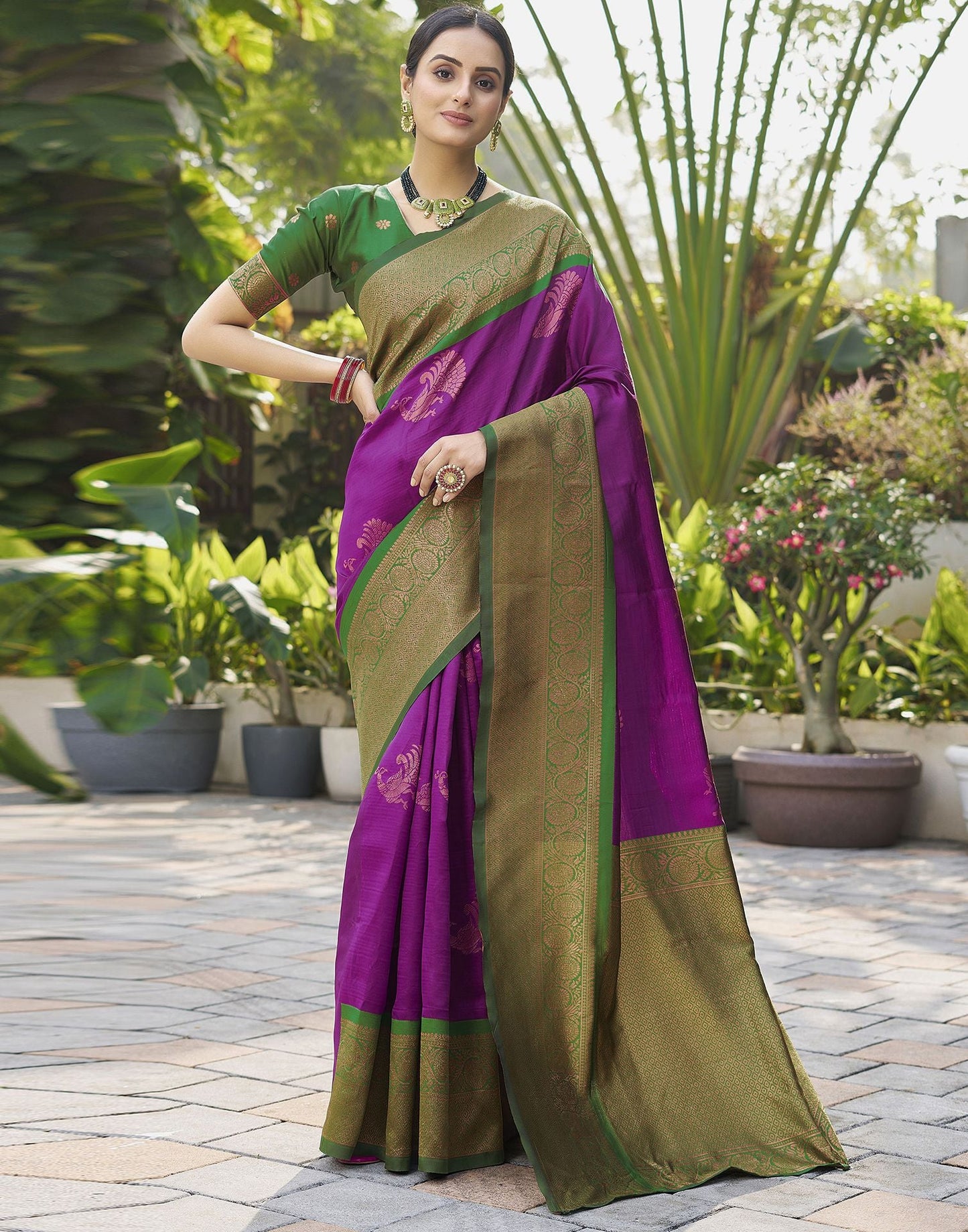 Purple Jacquard Silk Saree