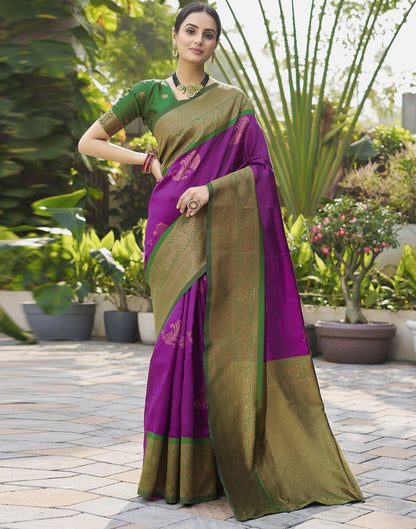 Purple Jacquard Silk Saree