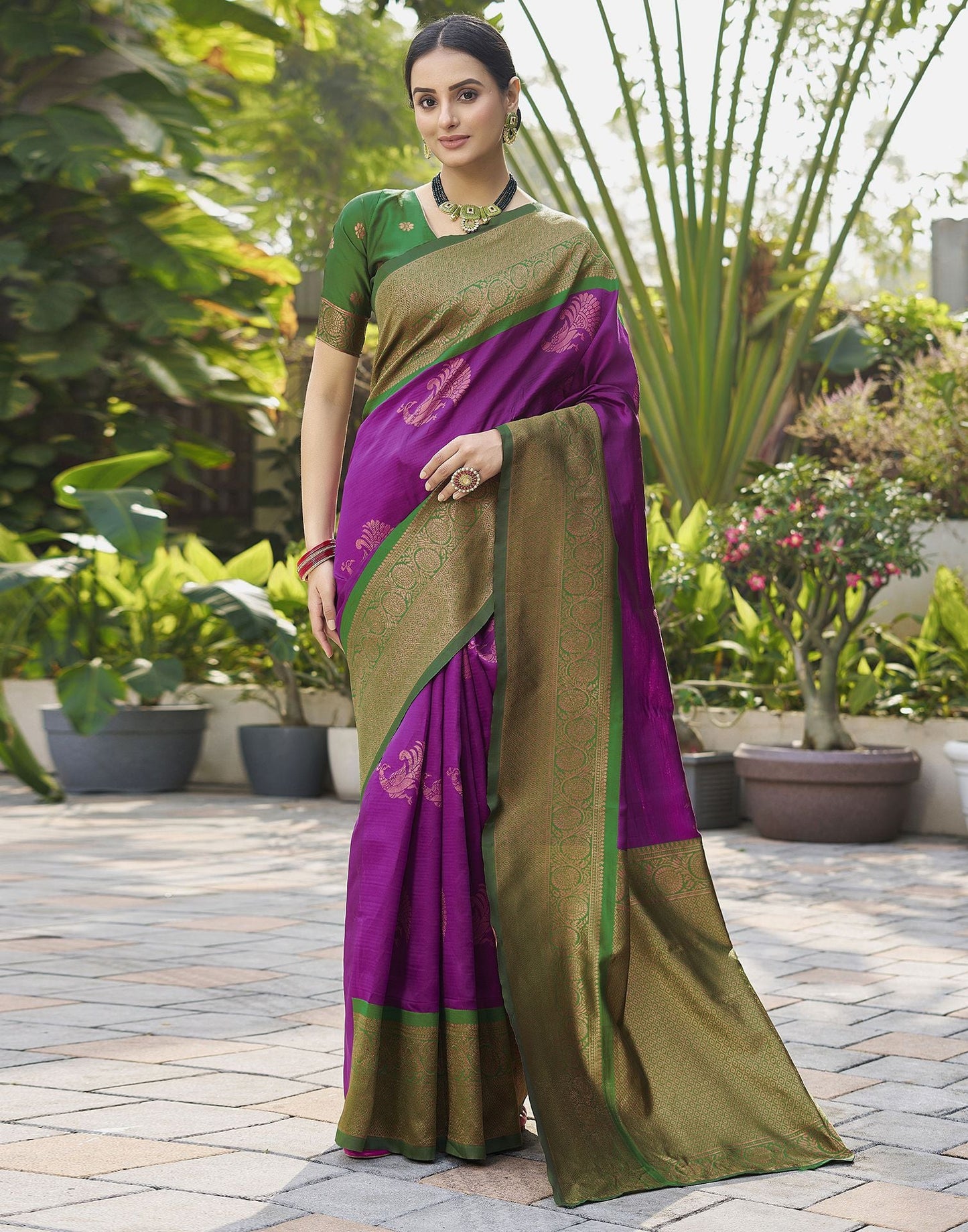 Purple Jacquard Silk Saree