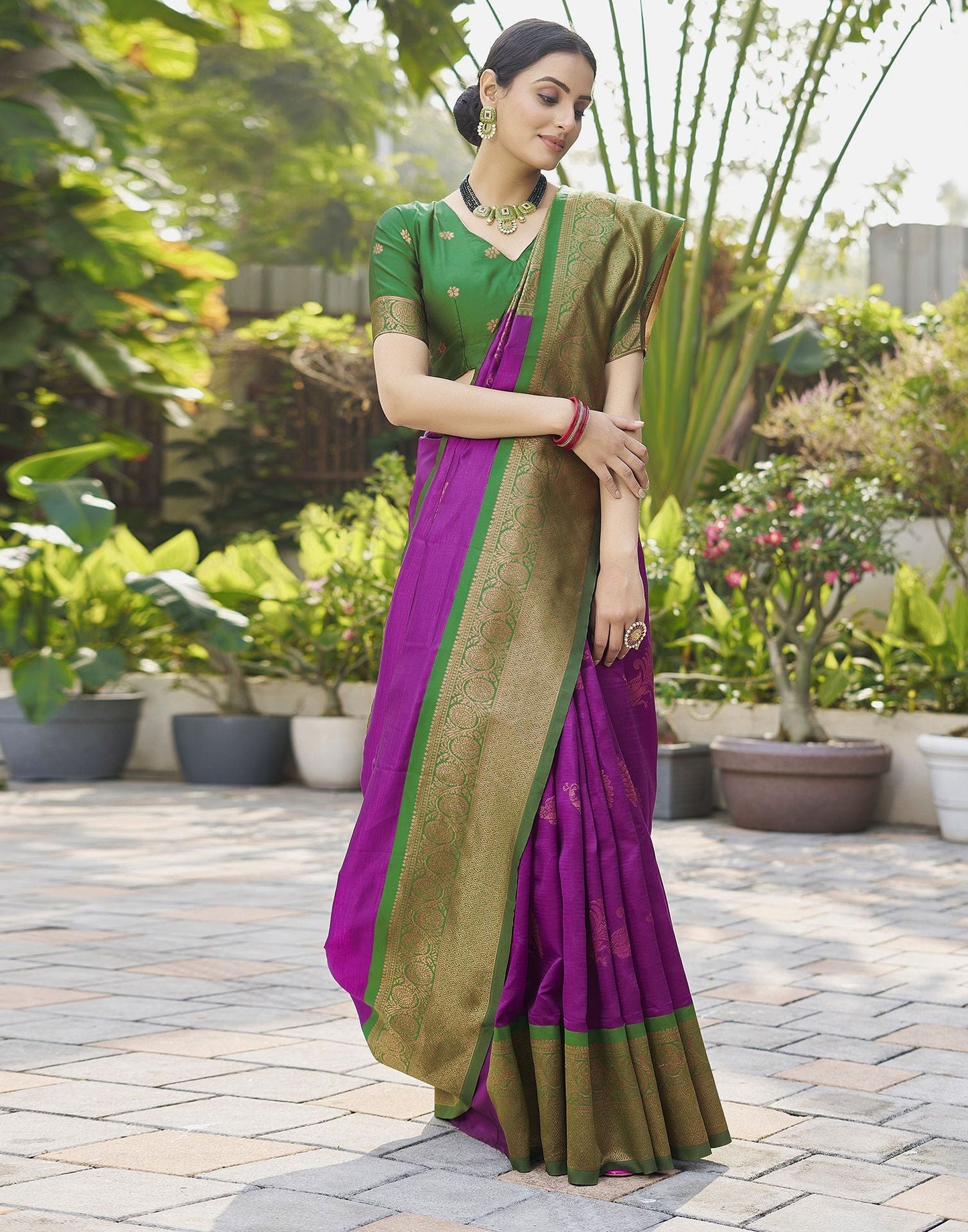 Purple Jacquard Silk Saree