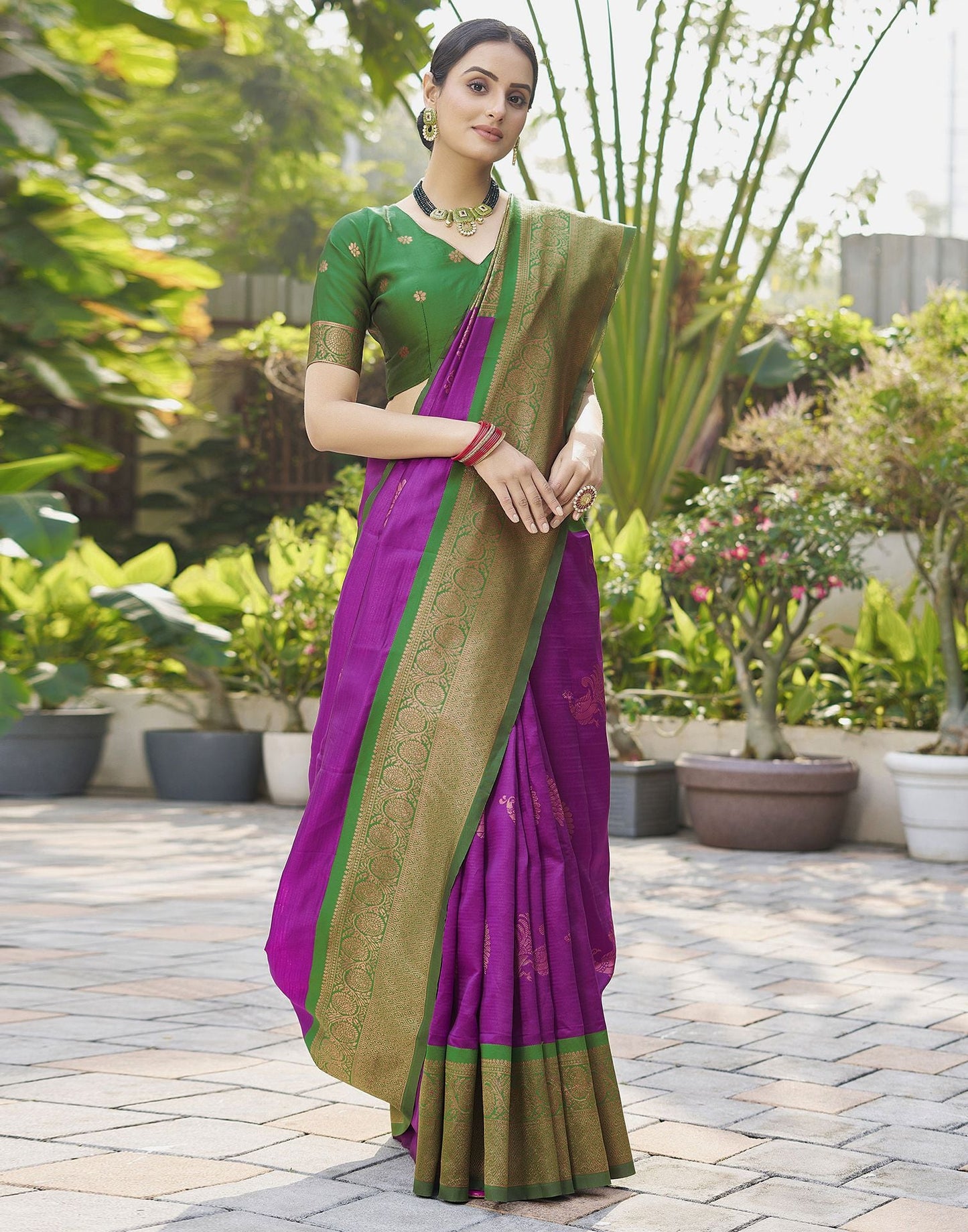 Purple Jacquard Silk Saree