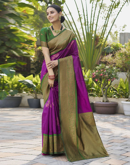 Purple Jacquard Silk Saree