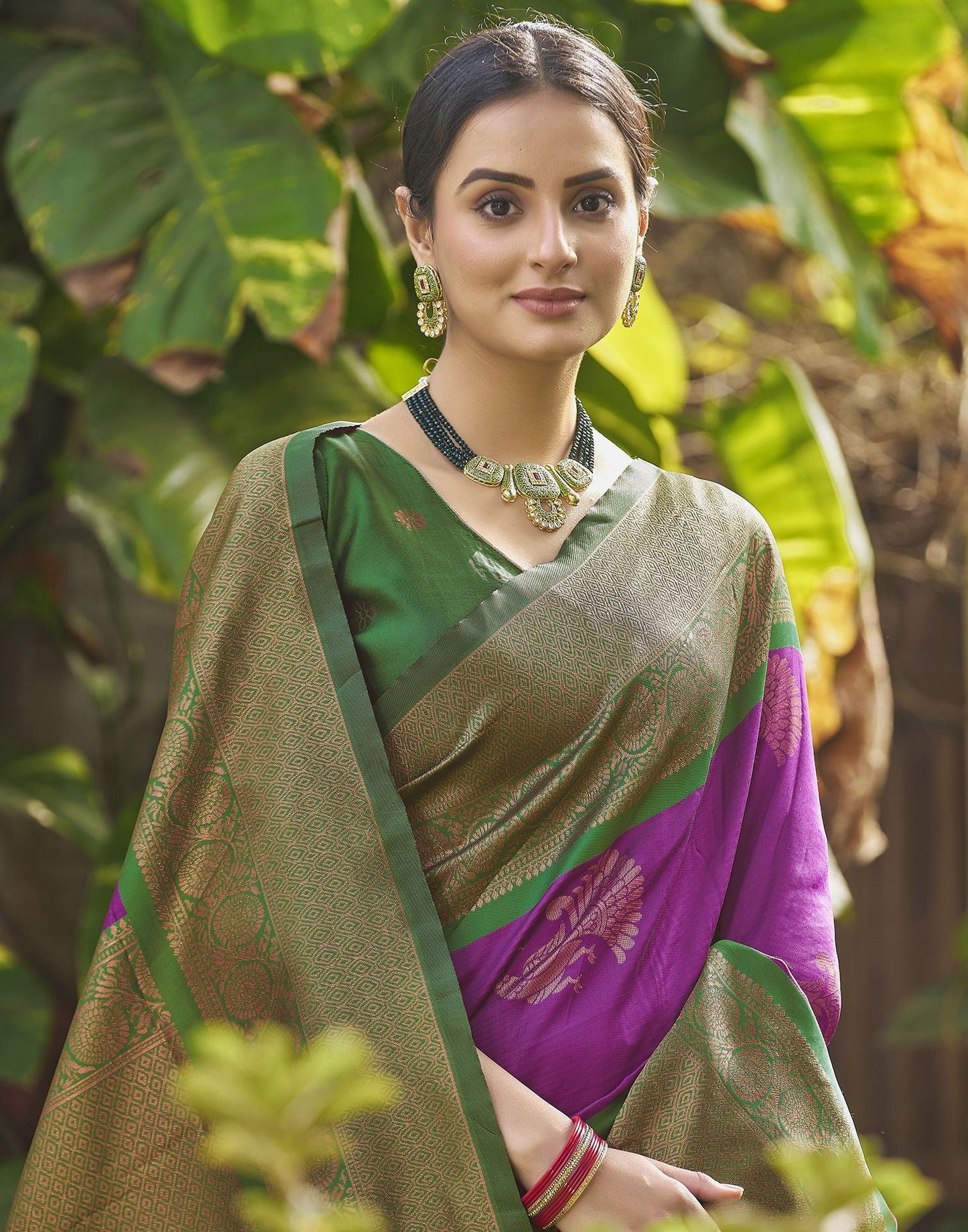 Purple Jacquard Silk Saree