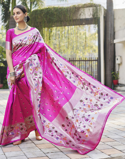 Pink Jacquard Silk Saree