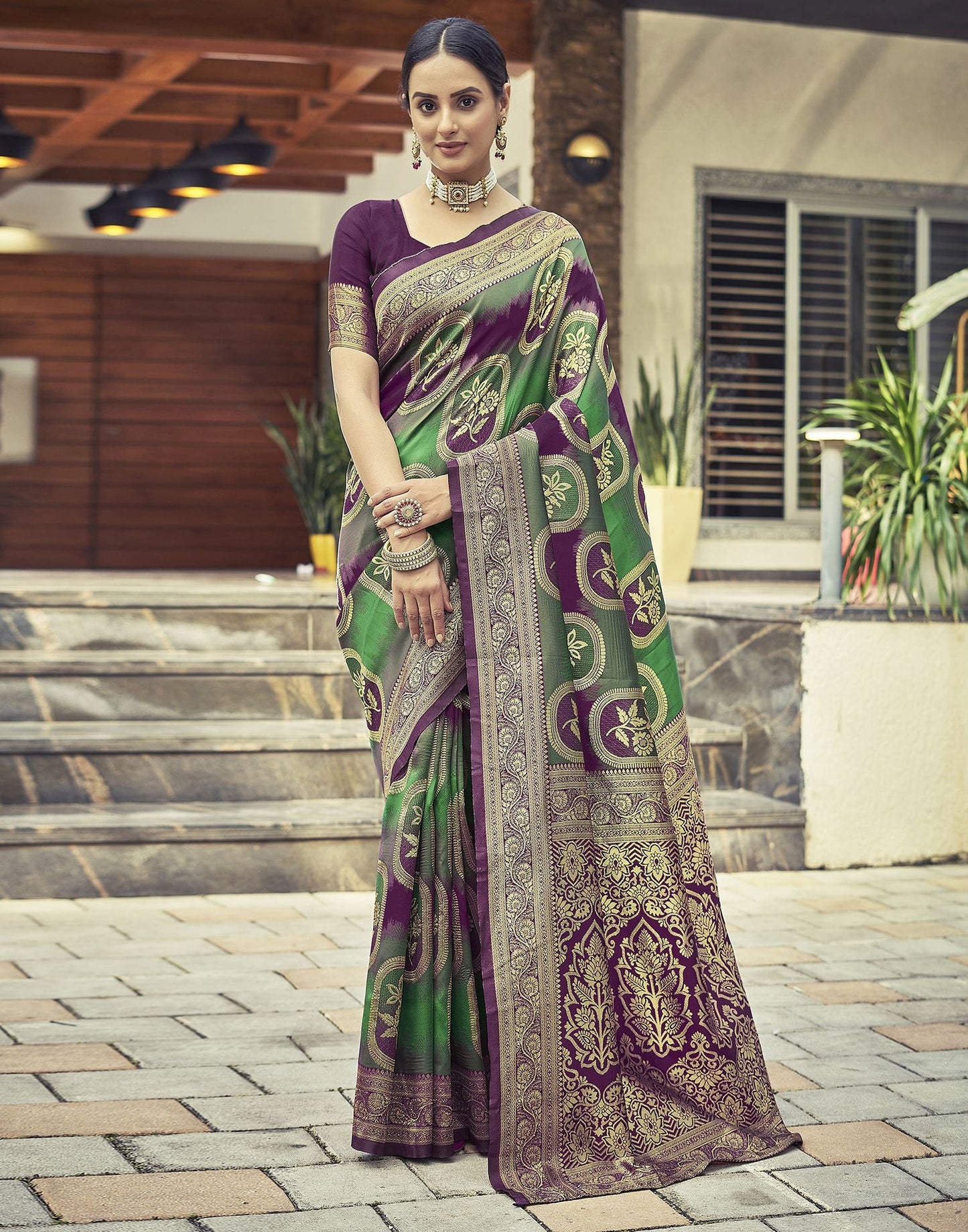Dark Magenta Jacquard Silk Saree