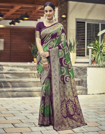 Dark Magenta Jacquard Silk Saree