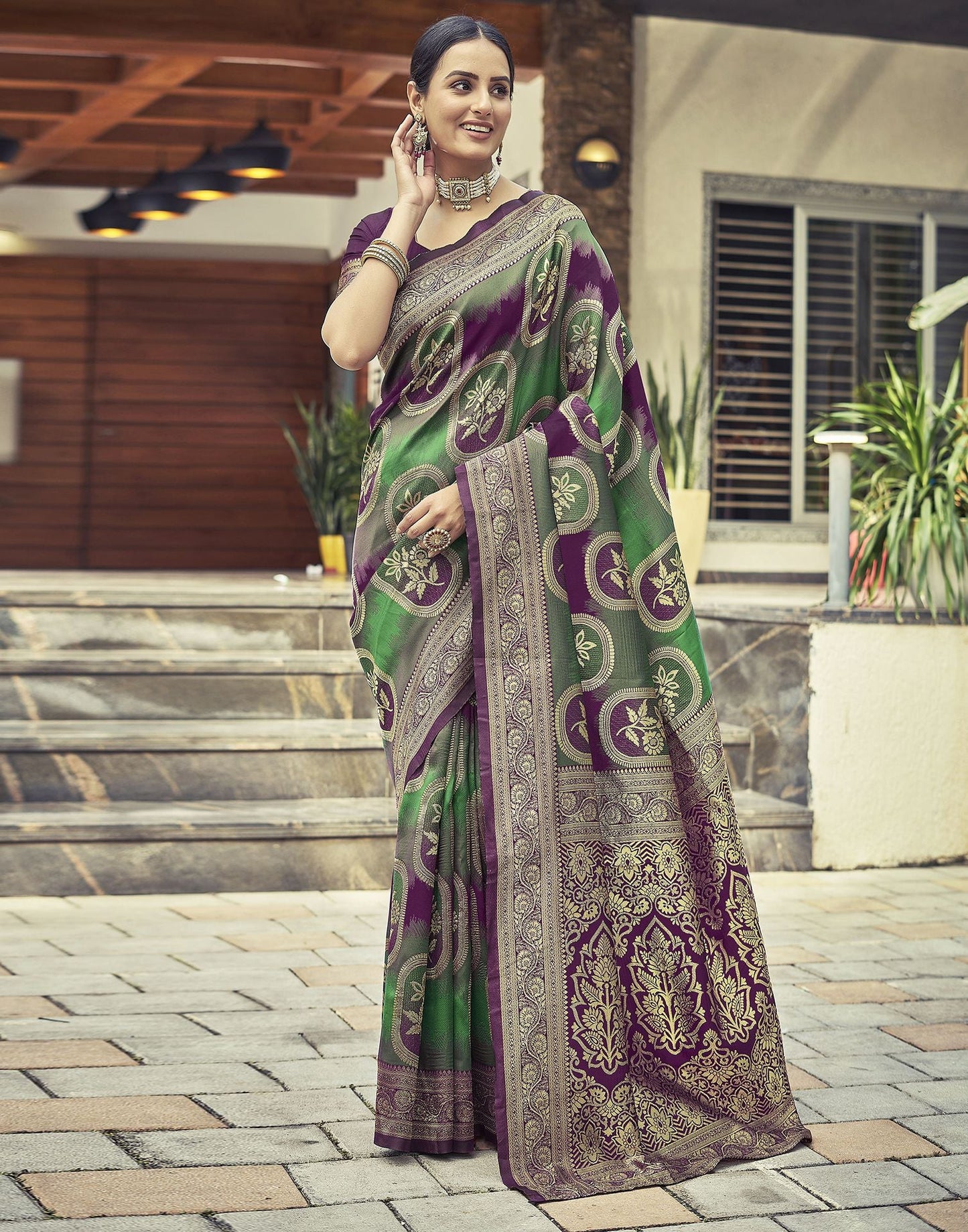 Dark Magenta Jacquard Silk Saree