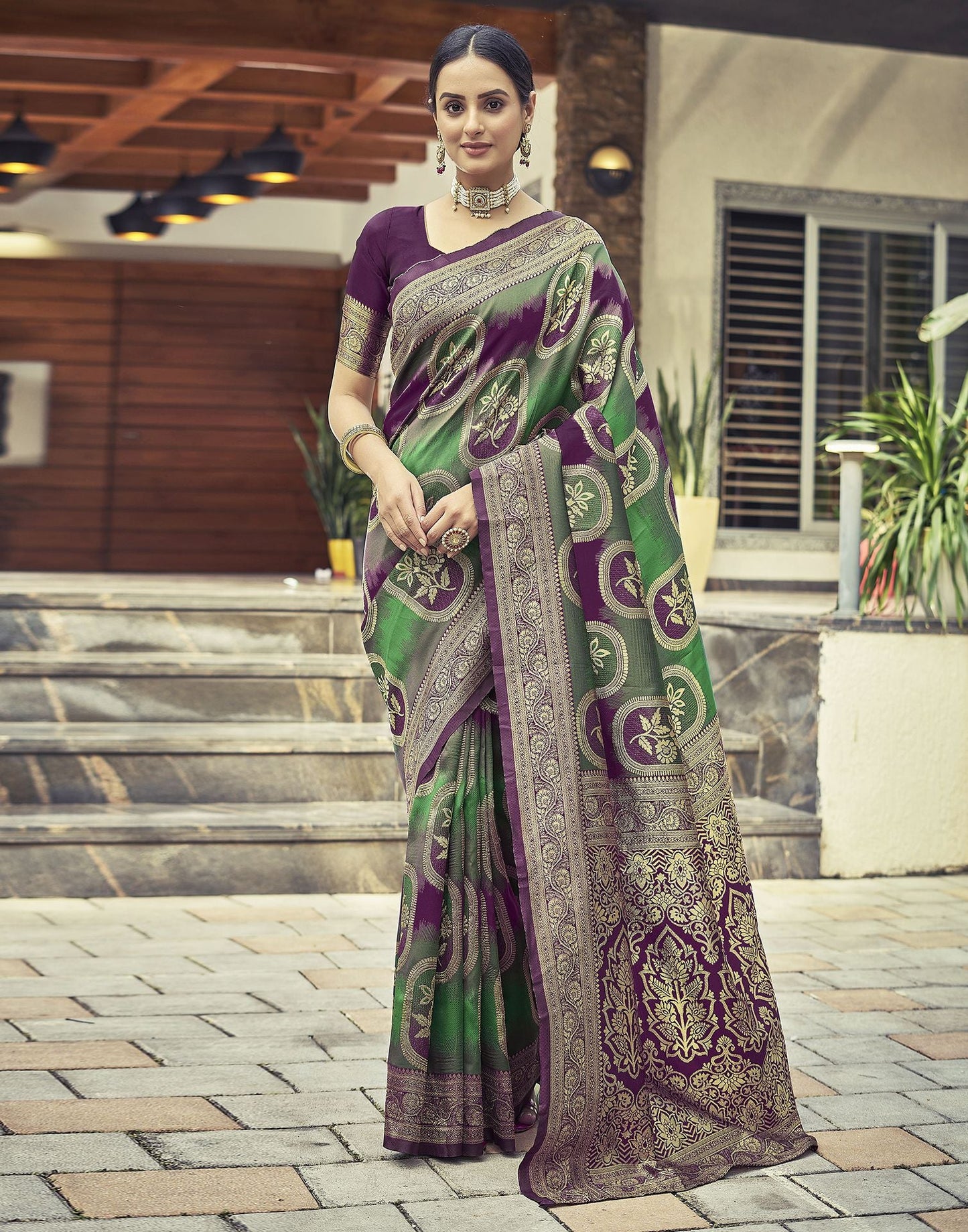 Dark Magenta Jacquard Silk Saree