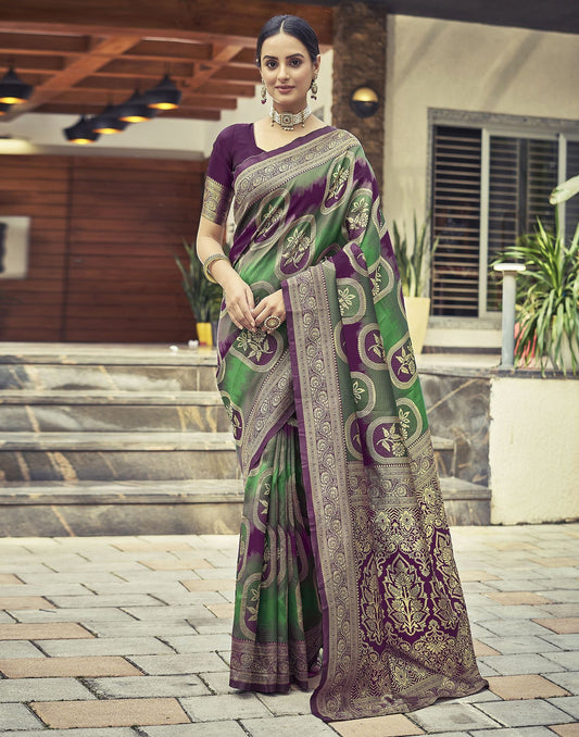 Dark Magenta Jacquard Silk Saree
