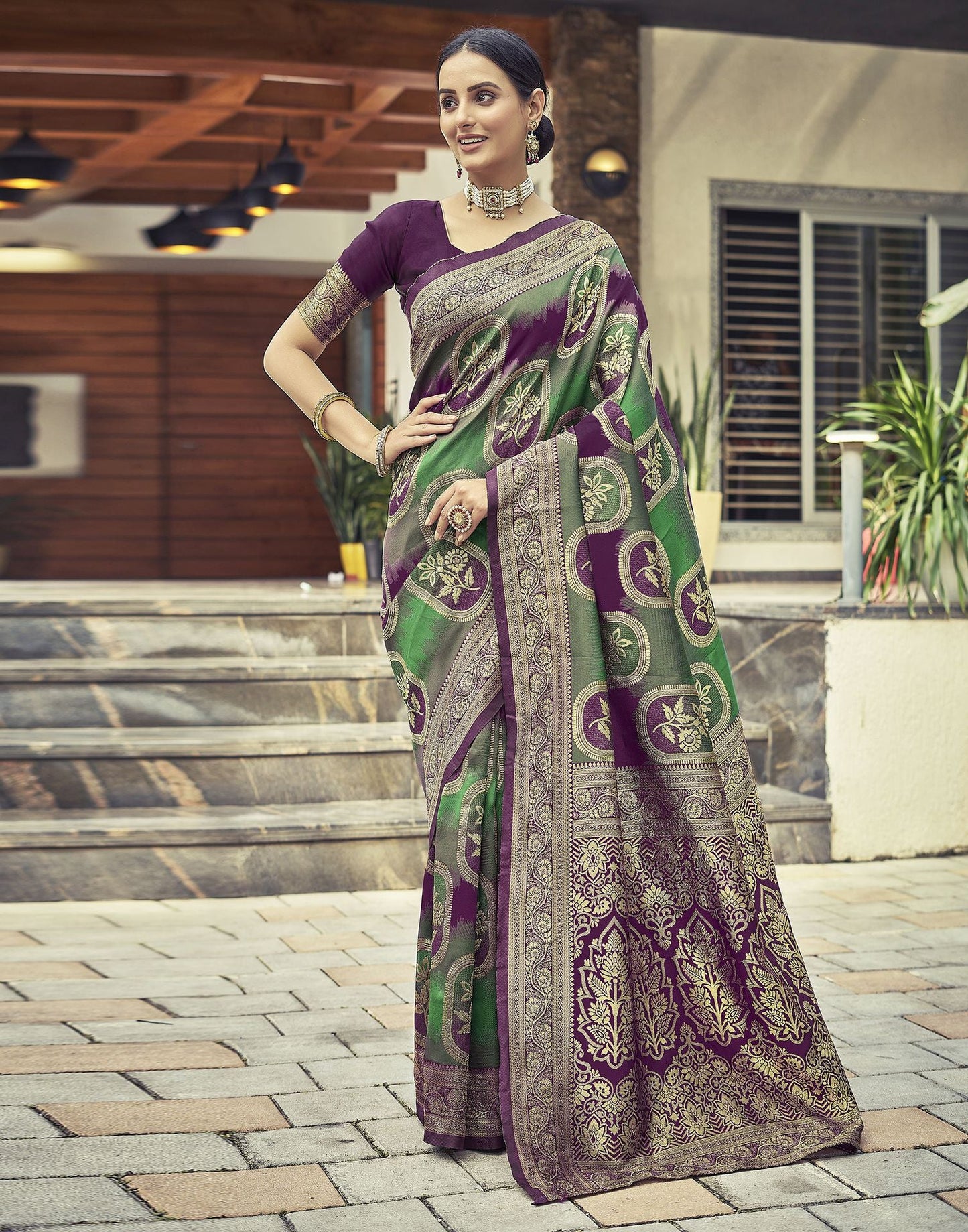 Dark Magenta Jacquard Silk Saree