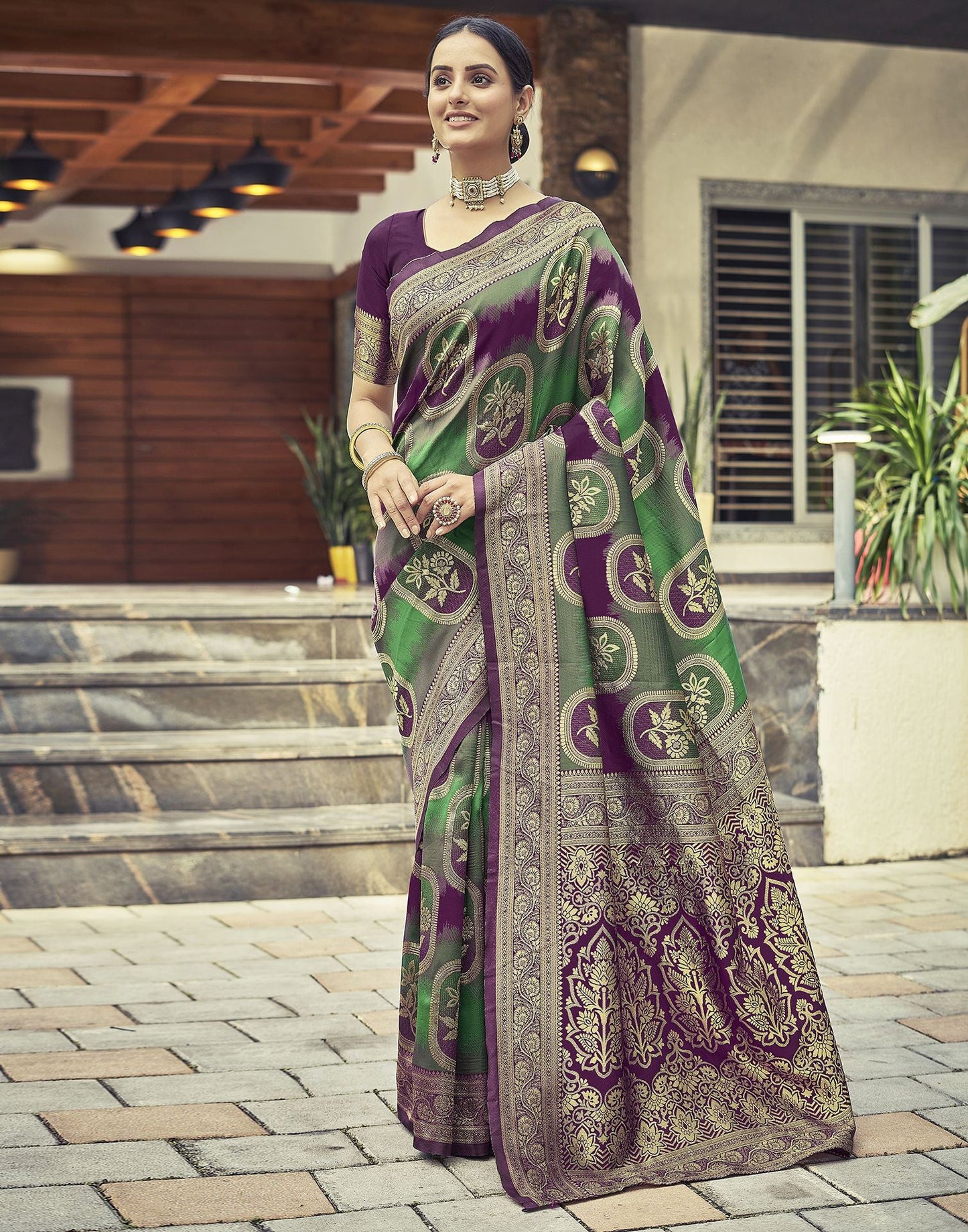 Dark Magenta Jacquard Silk Saree