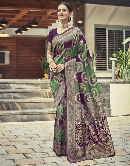 Dark Magenta Jacquard Silk Saree
