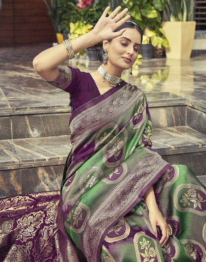 Dark Magenta Jacquard Silk Saree