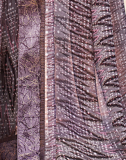 Dusty Mauve Printed Georgette Saree