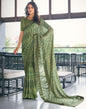 Olive Green Printed Georgette Saree