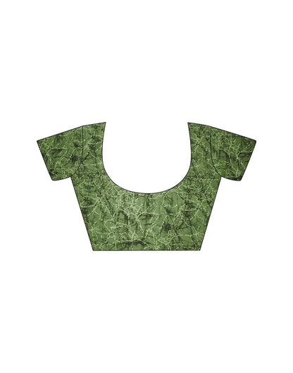 Olive Green Printed Georgette Saree
