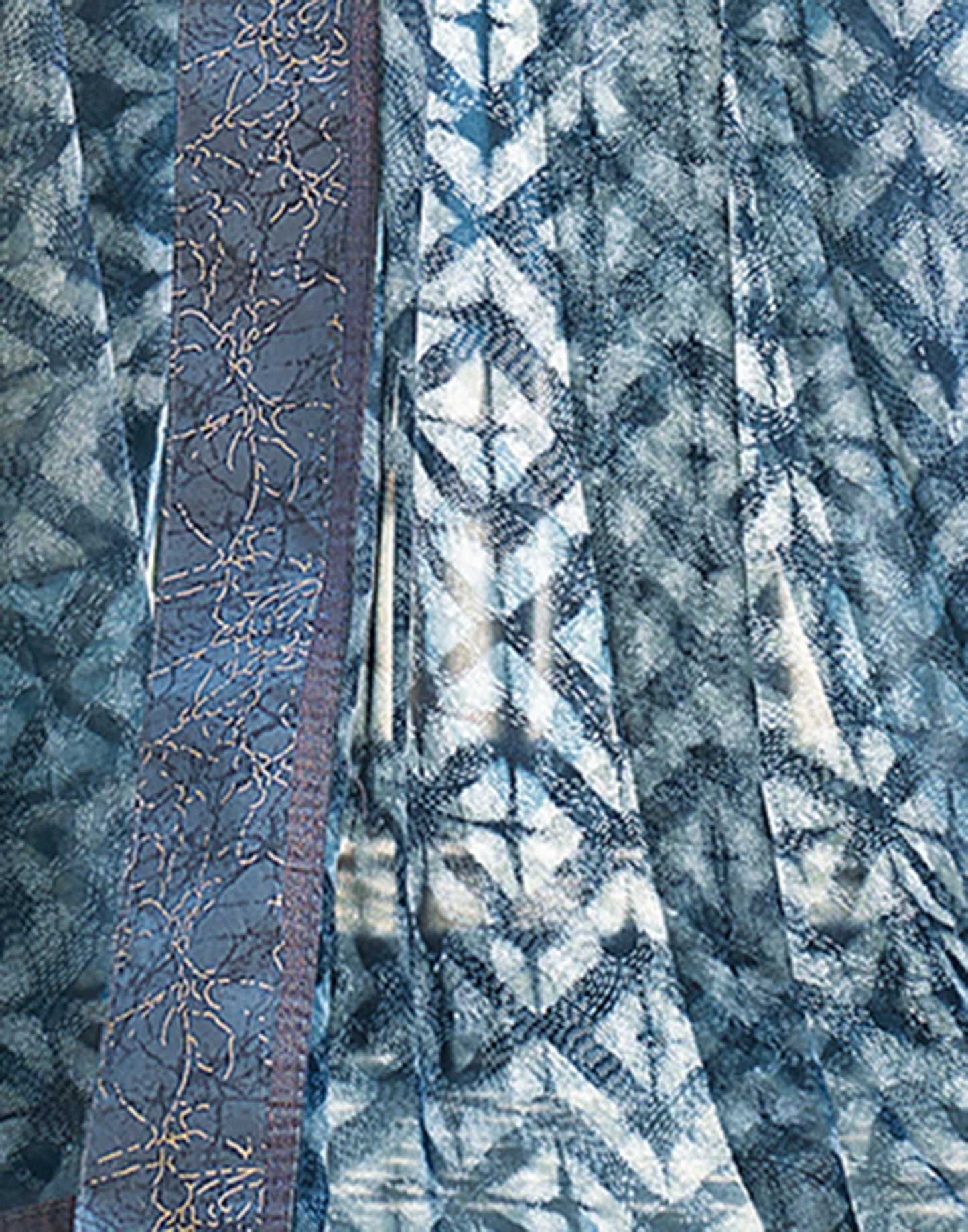 Dusty Dark Blue Printed Georgette Saree