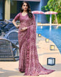 Dusty Wine Printed Georgette Saree