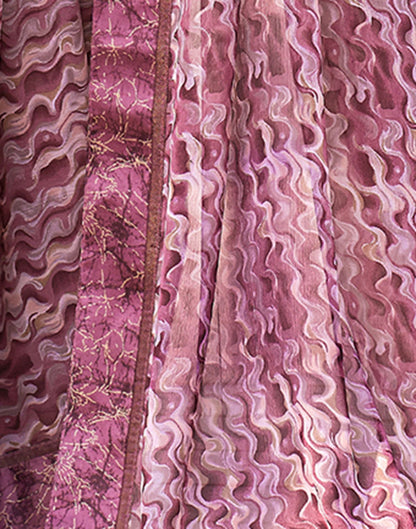Dusty Wine Printed Georgette Saree