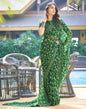 Dark Green Printed Georgette Saree