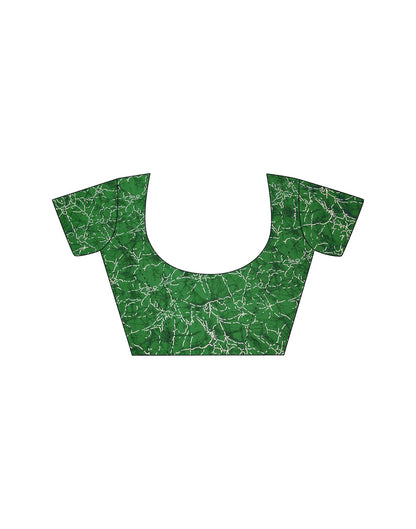 Dark Green Printed Georgette Saree