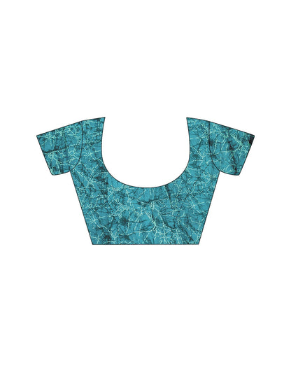 Dark Teal Printed Georgette Saree