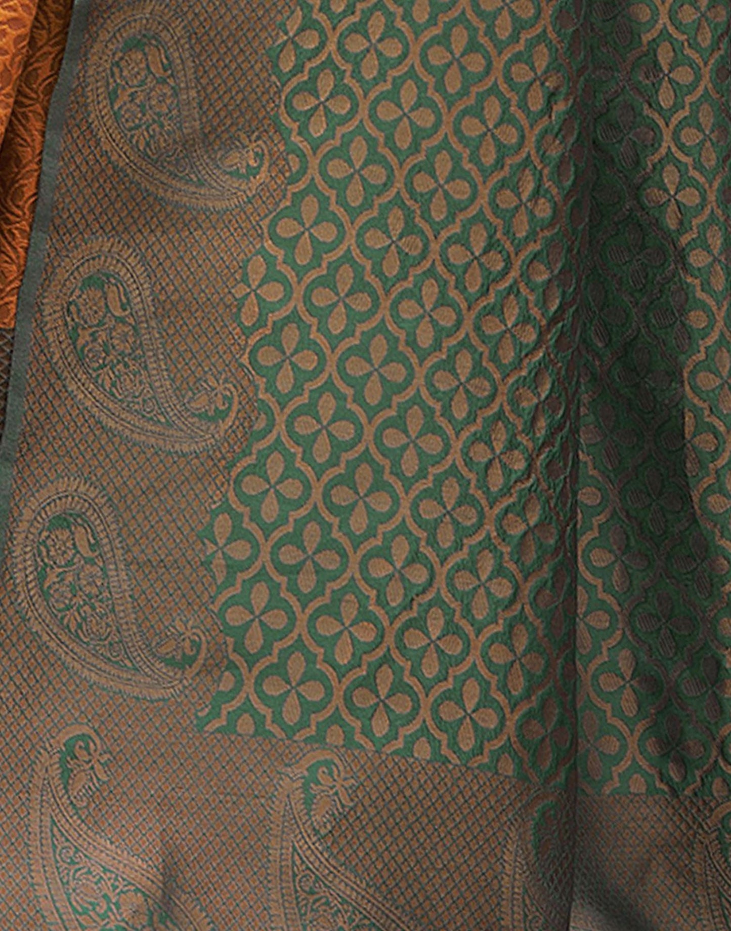 Rust Orange Jacquard Silk Saree