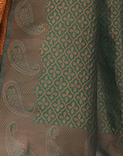 Rust Orange Jacquard Silk Saree