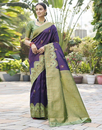 Pista Green Jacquard Silk Saree