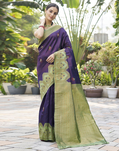 Pista Green Jacquard Silk Saree