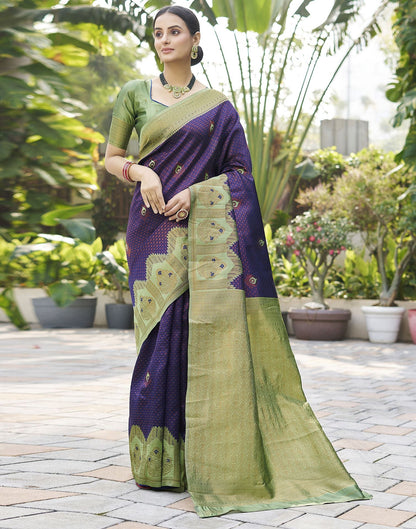 Pista Green Jacquard Silk Saree