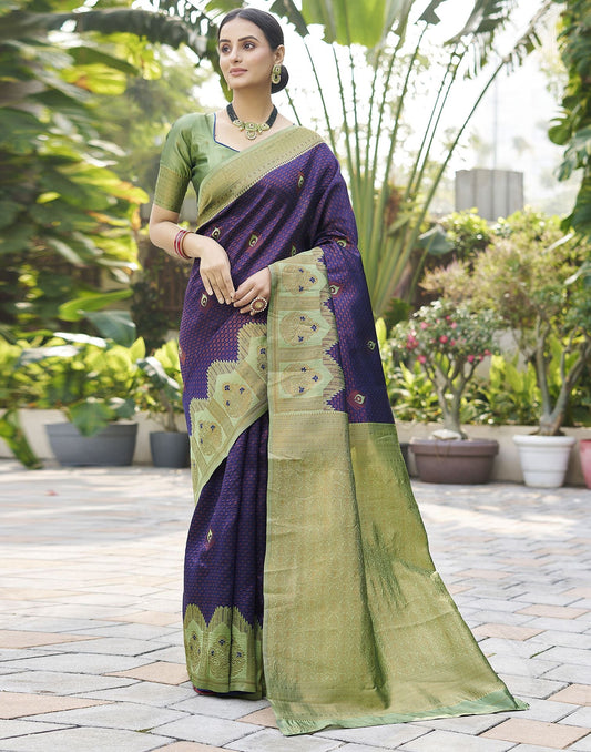 Pista Green Jacquard Silk Saree