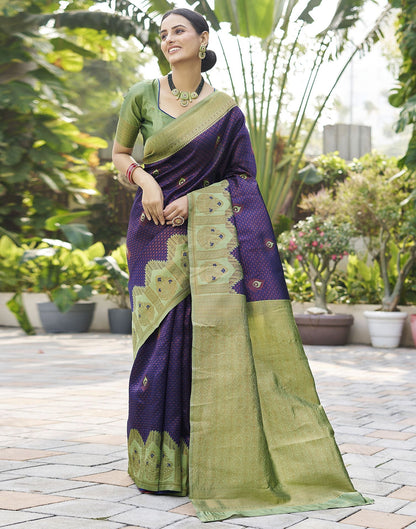 Pista Green Jacquard Silk Saree
